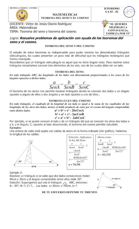 Pdf 3 Teoremas Seno Ycosenotrigo Dokumentips