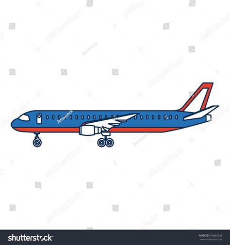Airplane Side View Travel Passenger Commercial Stock Vector Royalty