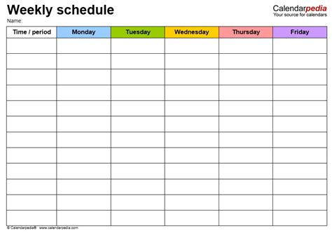 Printable Weekly Class Schedule Template Printable Templates
