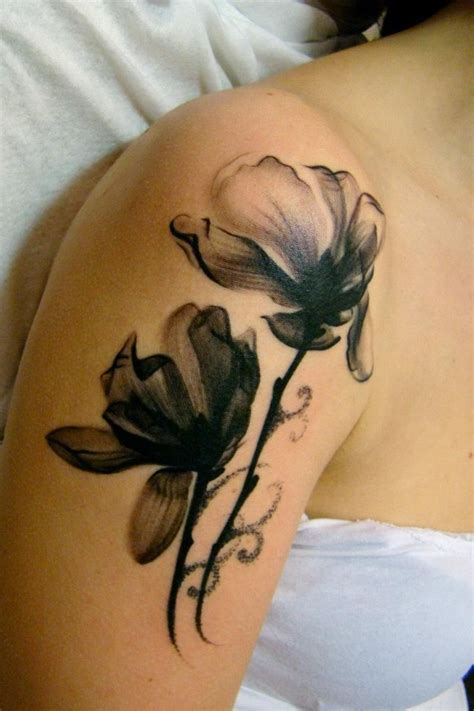 Watercolor Tattoo Black And White Flower Watercolor