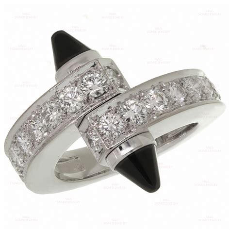 Cartier Menotte Diamond Black Onyx White Gold Ring Mtsj13418