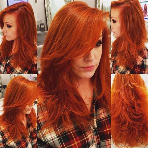 Gorgeous Carrot Red Long Straight Hair With Tons Of Layers Couleur