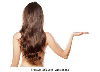 Rear View Naked Woman Hold Imaginary Stock Photo 215788882 Shutterstock