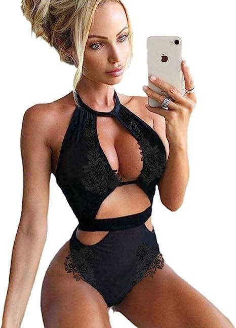 Fghjkoo See Through Lace Sexy Lingerie Voor Vrouwe Sexy Babydoll Lingerie Nachtclub Party Black