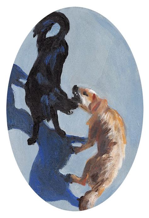 Barking Dogs Original Acrylic Painting On Ellipse Shaped Etsy