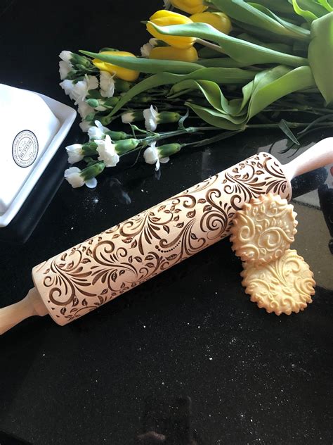 Spring Rolling Pin Embossing Rolling Pin Engraved Rolling Etsy