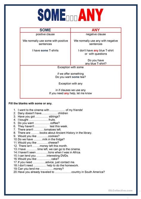Many is used with count nouns in the plural. Some, any - quantifiers - English ESL Worksheets for ...