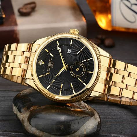 Mens Watches Top Brand Luxury Chenxi Golden Watch Business Quartz Watch