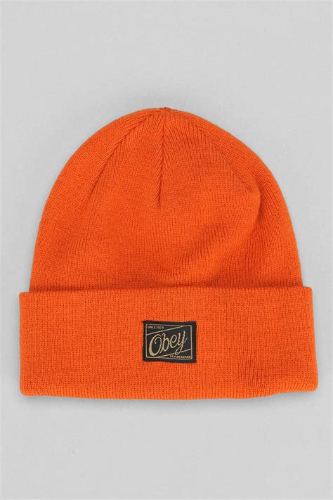 Lyst Urban Outfitters Obey Jobber Beanie In Orange For Men