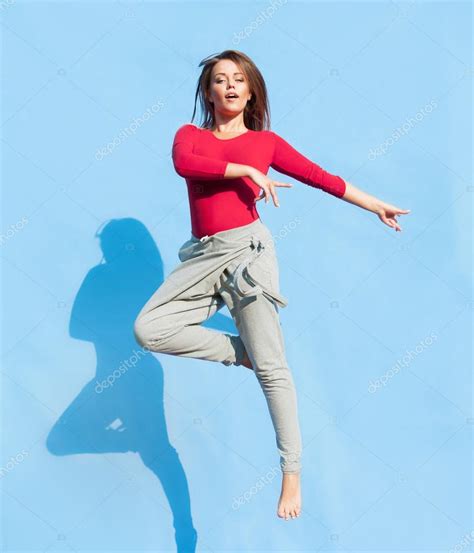 Woman Dancer Jumping Up Stock Photo By ©ninamalyna 55439561