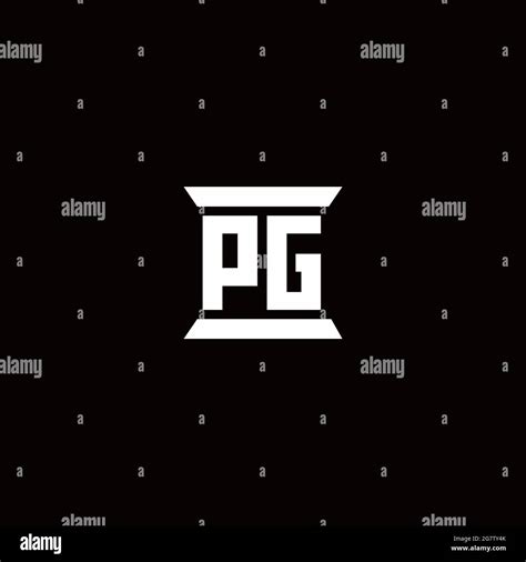 Pg Logo Initial Letter Monogram With Pillar Shape Design Template