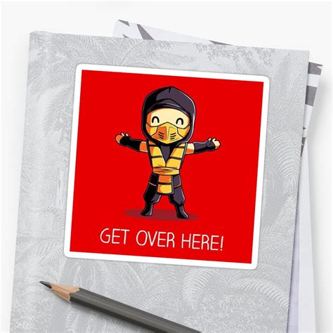 Scorpion Get Over Here Stickers By Snippypie Redbubble
