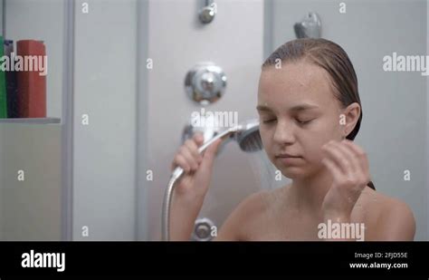 Teen Girl Bathing Under Shower Stock Video Footage Alamy