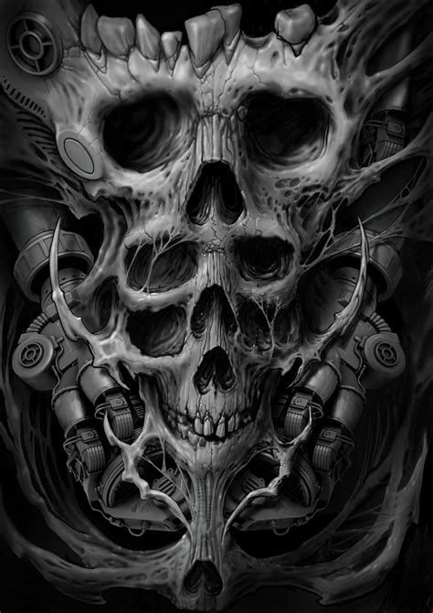 bio organic skulls concept art by dimitri hk skull sleeve tattoos skull tattoo design