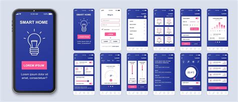 Purple And Pink Smart Home Ui Mobile App Interface 1408362 Vector Art
