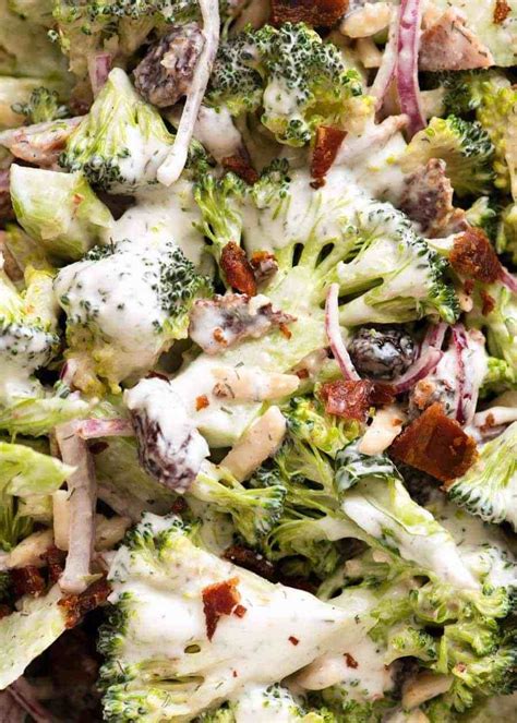 This crunchy broccoli salad combines a variety of crunchy vegetables along with sweet raisins, dried cranberries, salty sunflower seeds, and a delicious creamy cider coleslaw dressing. Broccoli Salad with Lighter Creamy Dressing | Recipe ...