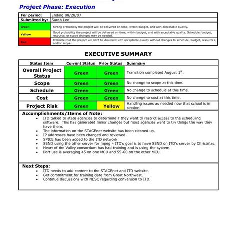 40 Project Status Report Templates Word Excel Ppt Within