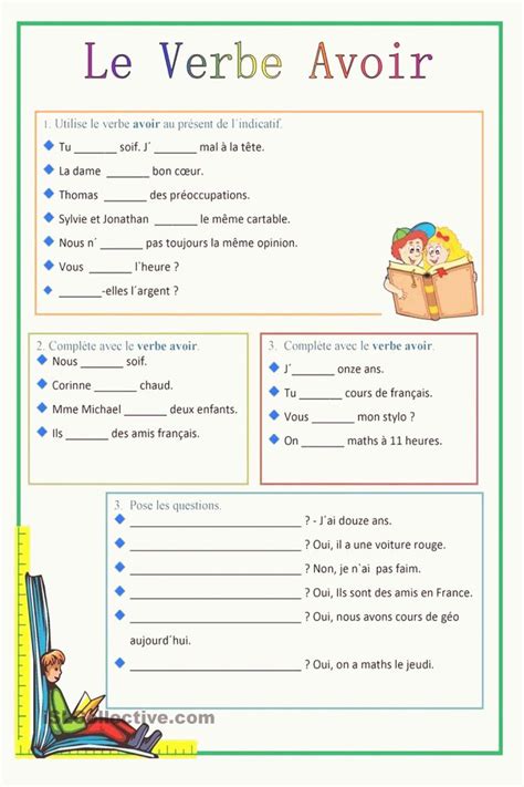 The Verb Avoir Worksheet French Worksheets Learn French Teaching French