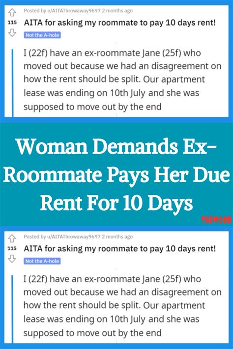 Woman Demands Ex Roommate Pays Her Due Rent For 10 Days Artofit