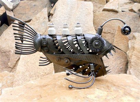 Steampunk Angler Fish Art Metal Sculpture Fish Mechanical Etsy