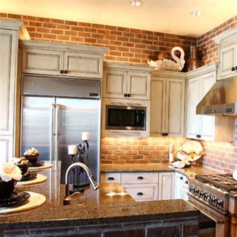 Kitchen Traditional Exposed Brick Rustic Cabinets Stainless Steel