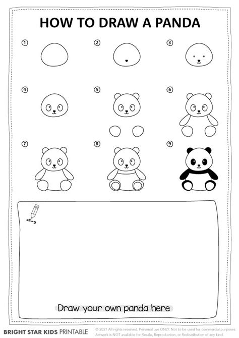 Cute Panda Drawing Step By Step Coloring Pages For Ki