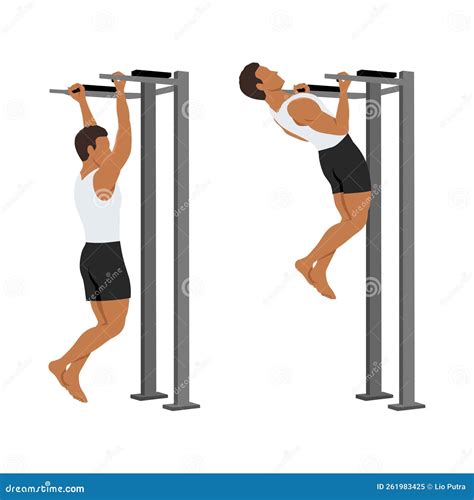 Man Doing Chin Ups Workout Pull Up With Supinated Lat Pulldown Reverse