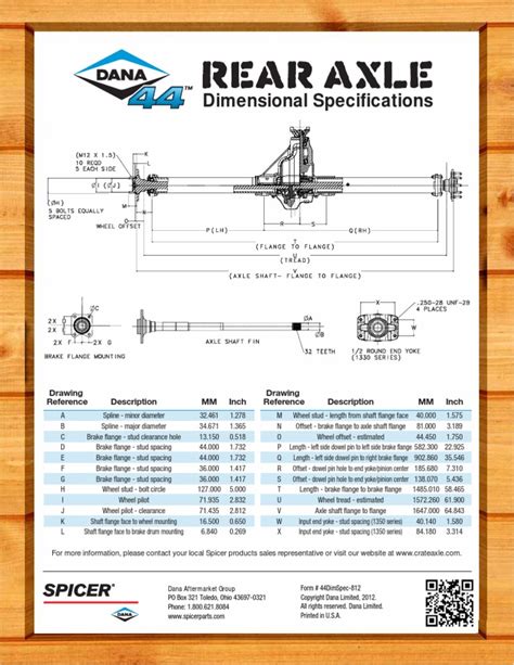 Dana 44 Rear Crate Axle Dimensions