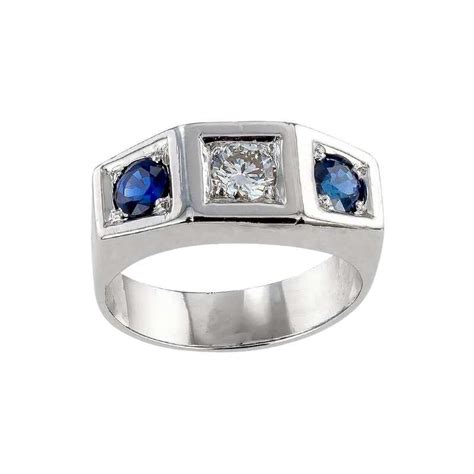 Tiffany And Co Sapphire Diamond Three Stone Platinum Ring At 1stdibs