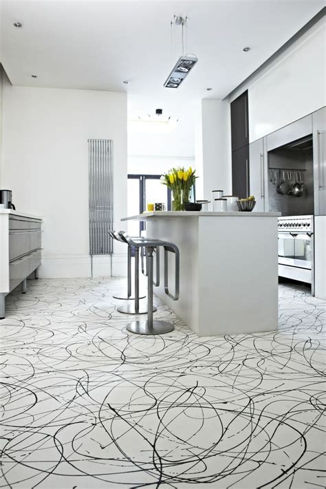 Heavy feltbacked quality cushion floor vinyl flooring grey kitchen bathroom lino. A modern monochrome kitchen #urban #black #white #flooring ...