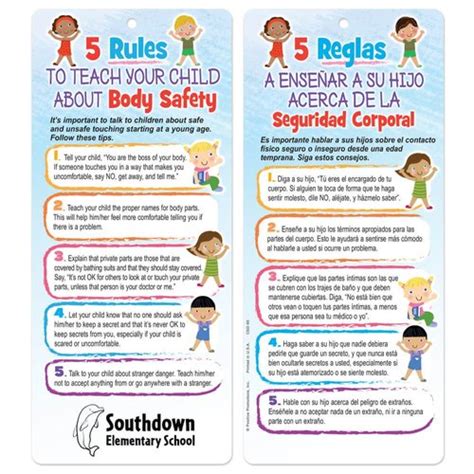5 Rules To Teach Your Child About Body Safety Two Sided Englishspanish