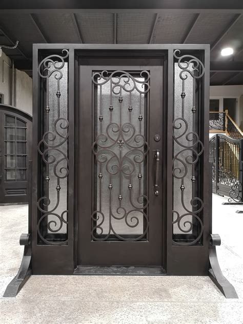 Marbella Double Wrought Iron Entry Door Right Swing 6068
