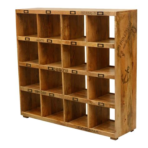 Milwaukee 16 Open Shelf Rustic Solid Wood Cube Bookcase