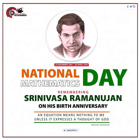 Remembering Srinivasa Ramanujan On His Birth Anniversary Social Media