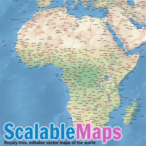 The following is a list of the 100 largest cities in africa by city proper population using the most recent official estimate. ScalableMaps: Vector map of Africa (shaded relief (raster), borders, cities theme)