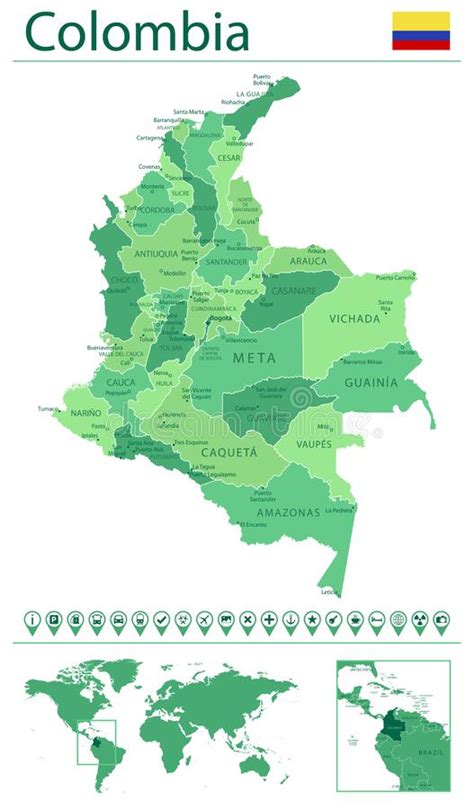 Colombia Mapa Detallado Del Indicador Silueta Detallada Marca De