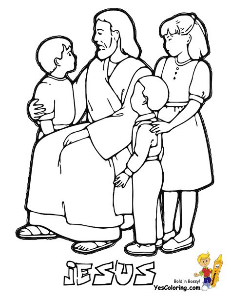 Free Coloring Pages Of Jesus With Children