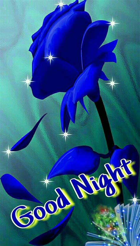 A Blue Rose With The Words Good Night On It
