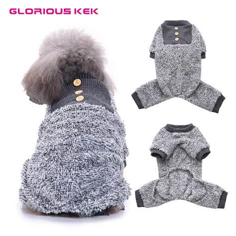 Glorious Kek Pet Dog Jumpsuit Winter Warm Fleece Dog Clothes With Feet