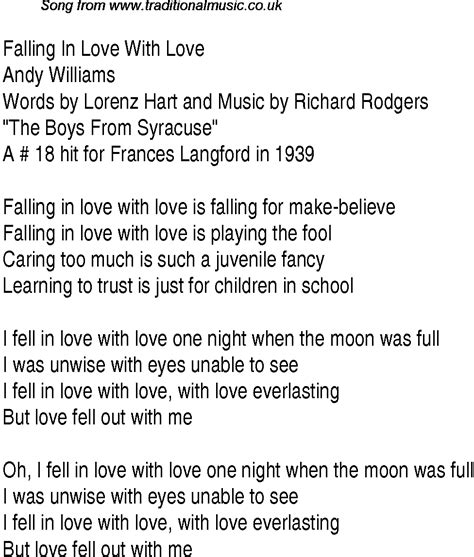 Top Songs 1939 Music Charts Lyrics For Falling In Love With Love
