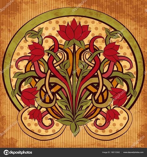 Floral Pattern Art Nouveau Style Vector Illustration — Stock Vector