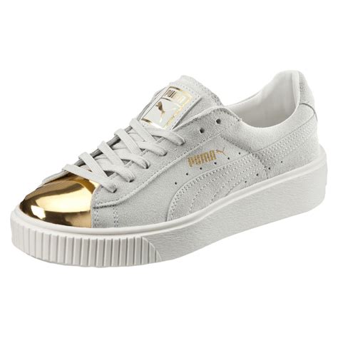 Territories are subject to a $15.00 standard shipping fee. Lyst - Puma Suede Platform Gold Women's Sneakers in White