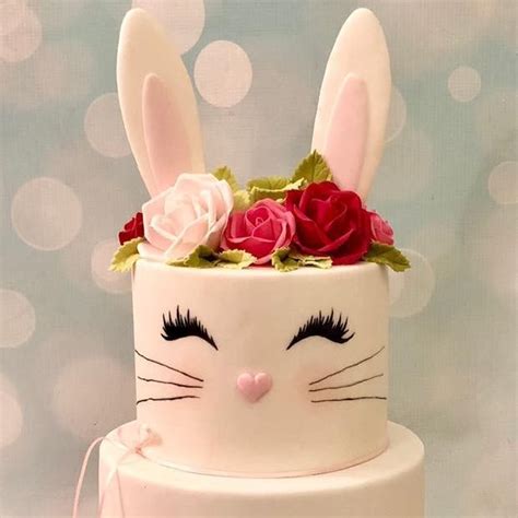 Bunny Rabbit Birthday First 1st Cake Roses Pretty Bunny Birthday Cake