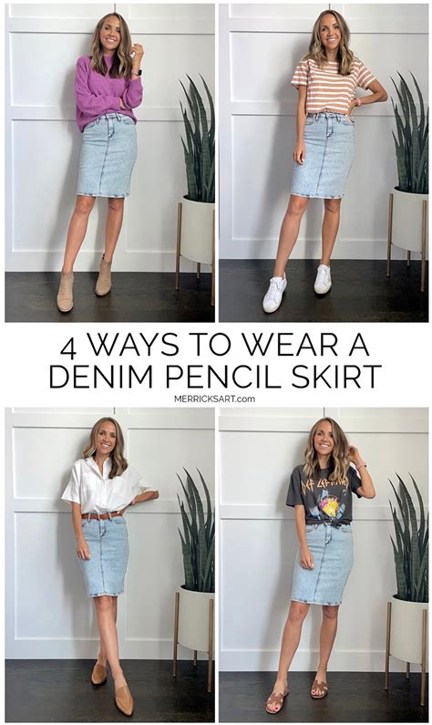 Jean Skirt Outfits Summer Denim Skirt Outfit Winter Demin Skirt Outfit Pencil Skirt Outfits