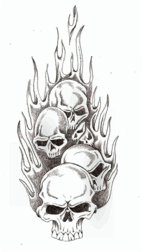 Skull Flames By Thelob On Deviantart Skull Art Tattoo Evil Skull