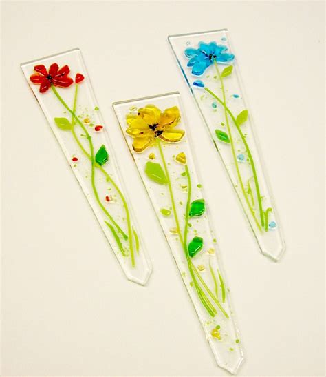 Fused Glass Plant Stakes And Garden Stakes Flower By Cdchilds