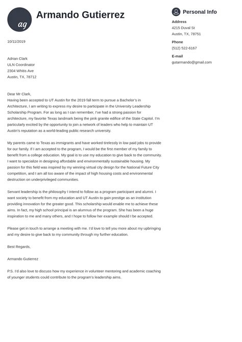 Sample Cover Letter for Scholarship Application in 2023