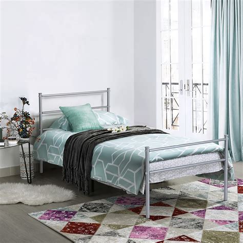 The standard height varies between 14 to 58 inches, depending on the size of the bed. Reviews for Voilamart Metal Bed Frame Twin Size 6 Legs ...