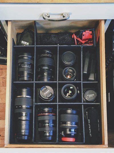 Camera Equipment Storage Old Shelf Converted Into Easy Lens And