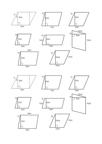 Grade 6 math worksheets on area of triangles, parallelograms, trapezoids. Area of a parallelogram and trapezium lesson | Teaching ...